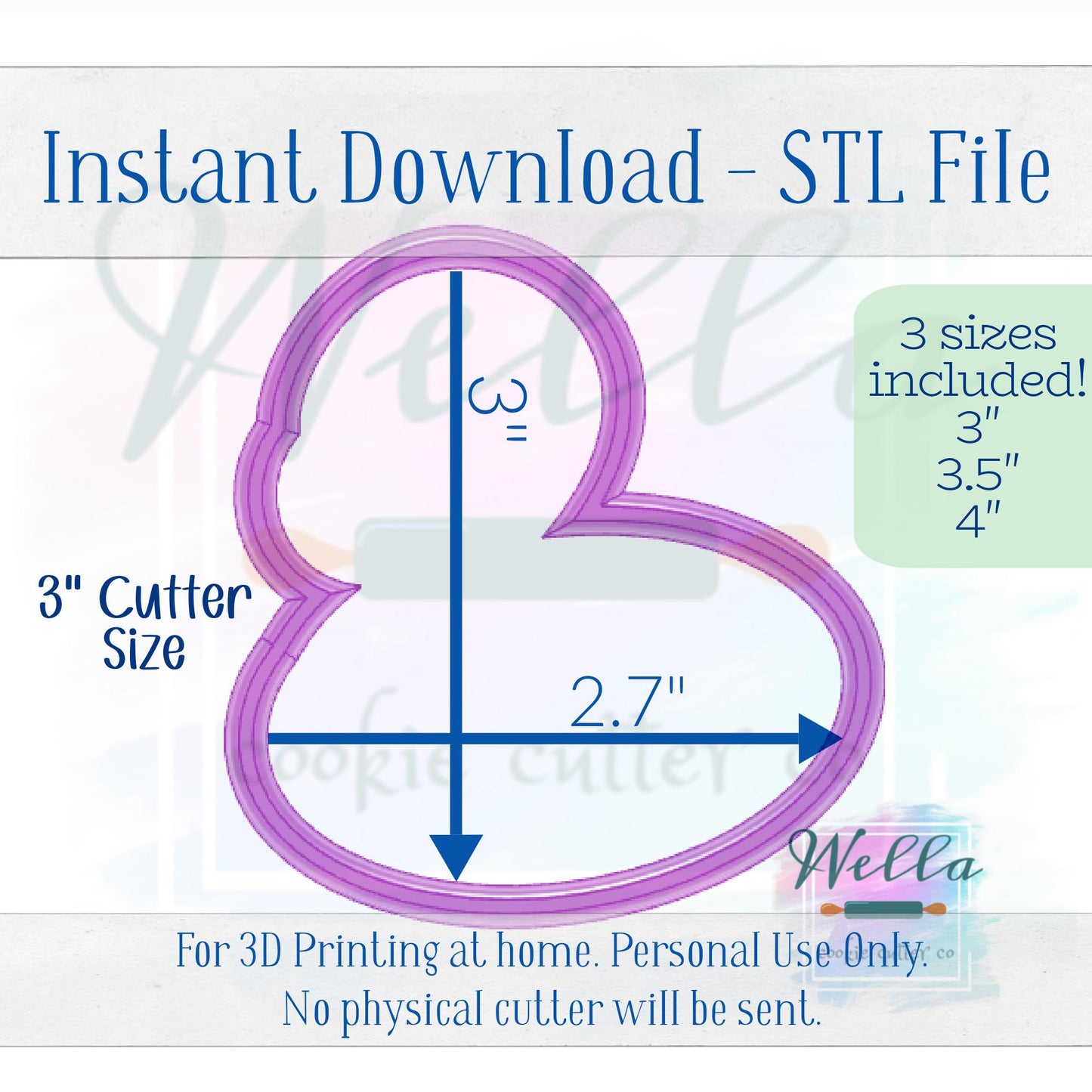 Digital STL File - Flamingo Float Cookie Cutter - 3 Sizes: 3" 3.5" and 4"