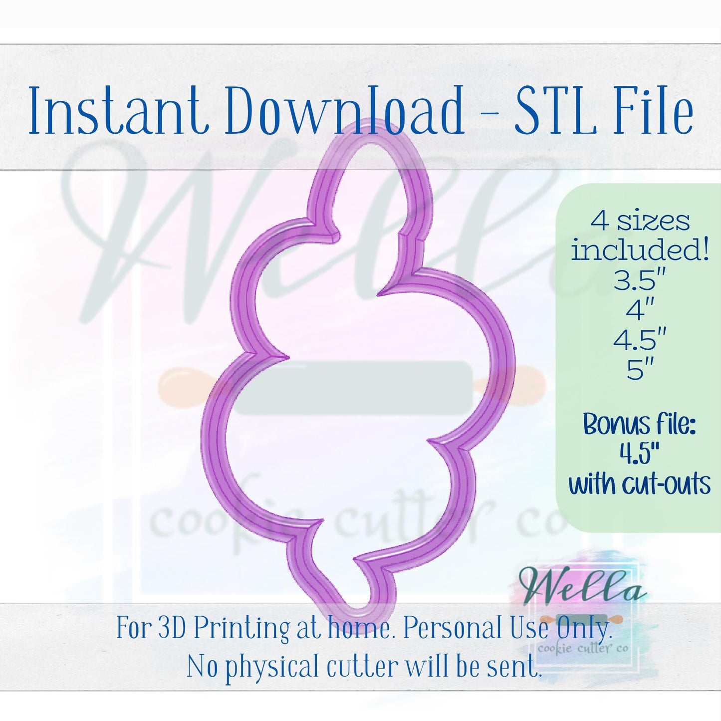 Digital STL File - Snake Cookie Cutter - 4 Sizes Included, 3.5" 4" 4.5" and 5" + BONUS Snake 4.5" with cut-outs