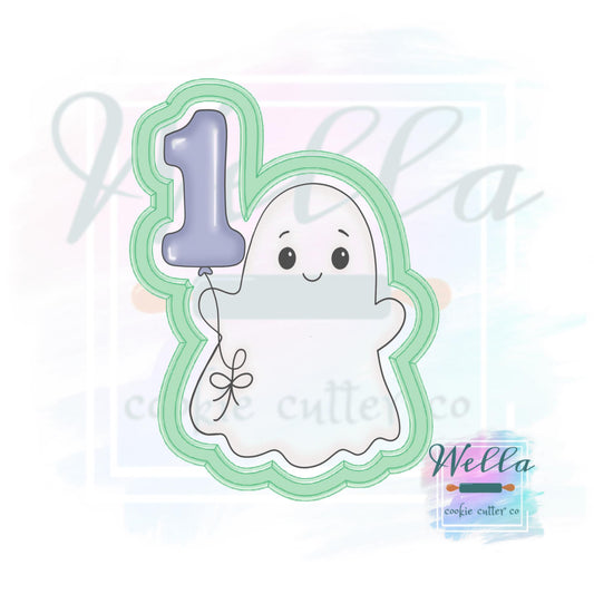 Ghost with #1 Balloon Cookie Cutter