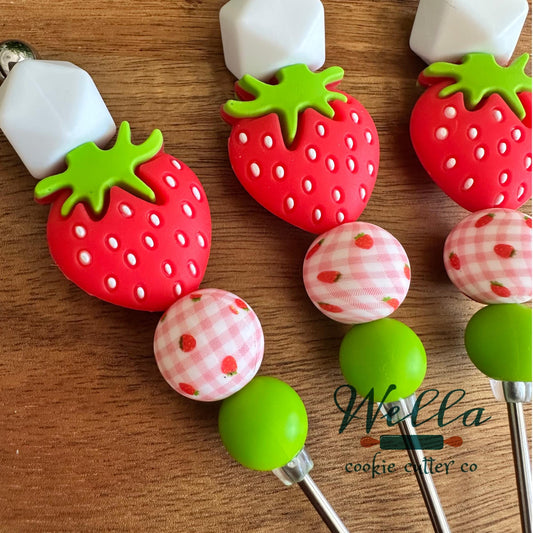 Strawberry Themed Scribe Tool for Cookie Decorating