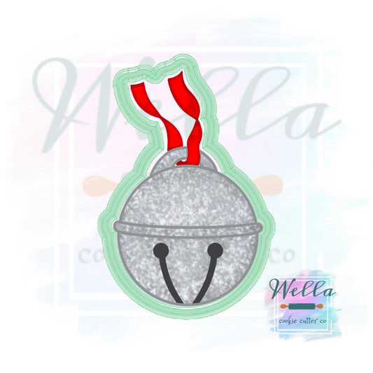 Holiday Christmas Bell with Ribbon Cookie Cutter with Optional Stencil Guide