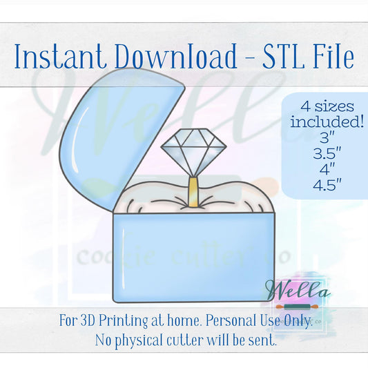 Digital STL File - Ring Box #2 Cookie Cutter - 4 Sizes: 3" 3.5" 4" and 4.5"