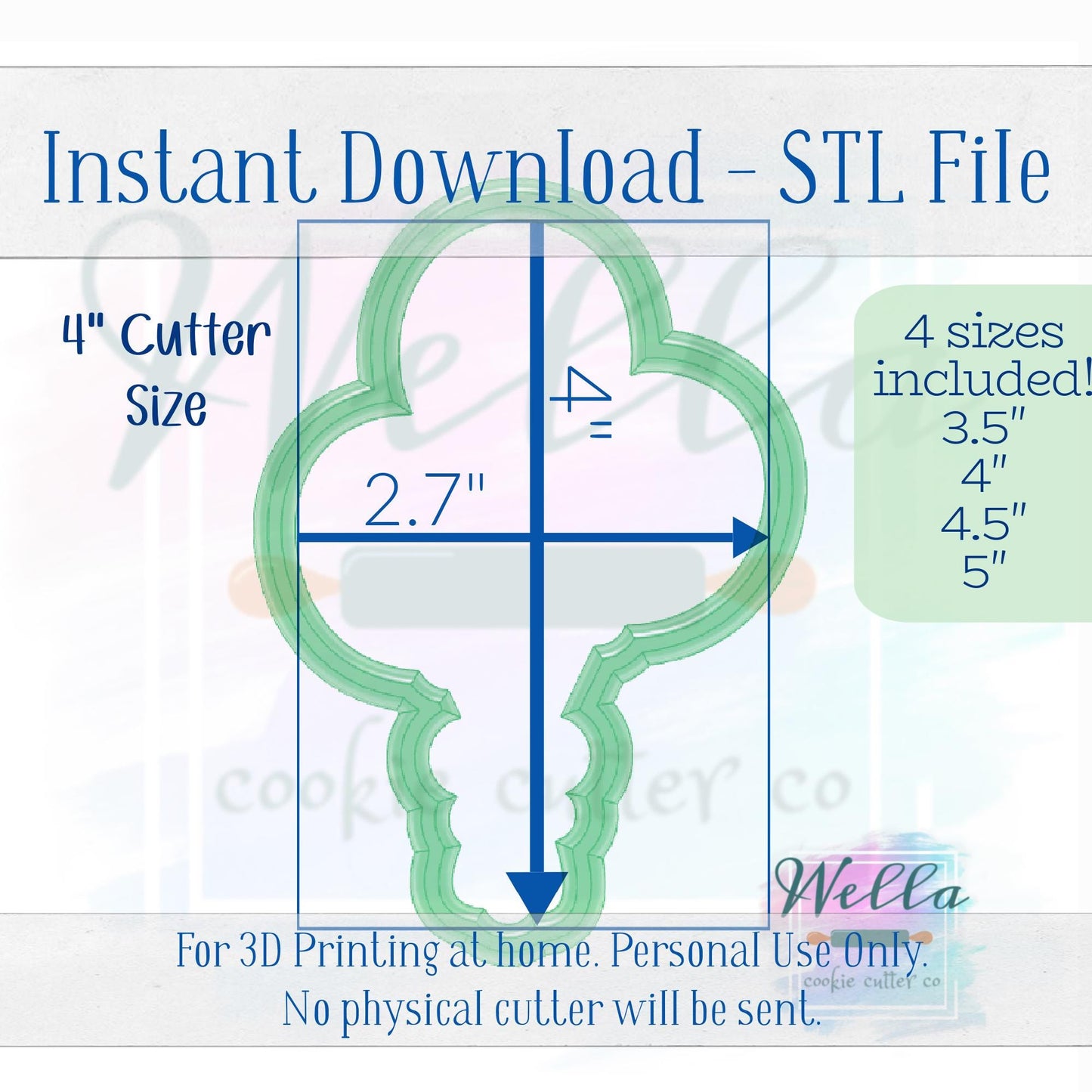 Digital STL File - Bunch of Balloons Cookie Cutter - 4 Sizes: 3.5" 4" 4.5" & 5"