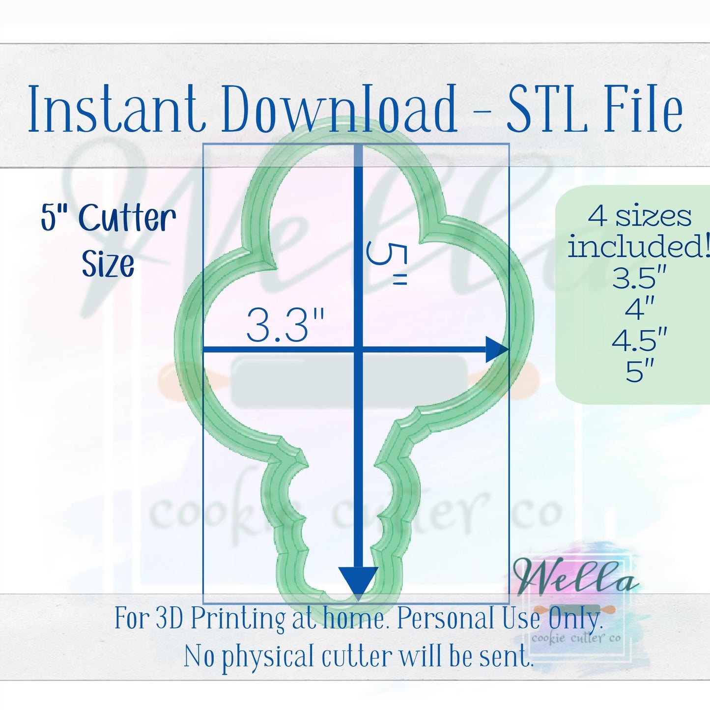 Digital STL File - Bunch of Balloons Cookie Cutter - 4 Sizes: 3.5" 4" 4.5" & 5"