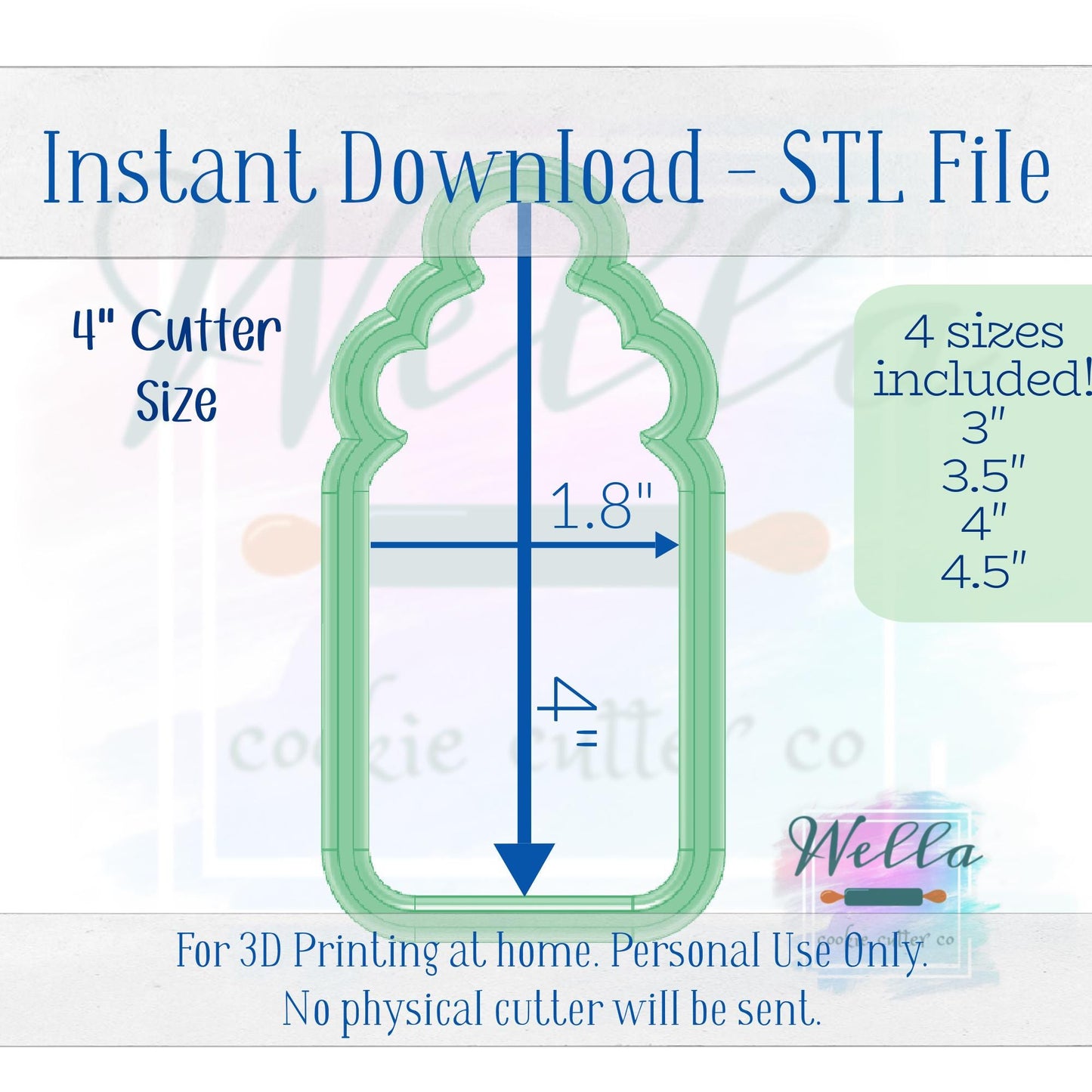Digital STL File - Baby Bottle Skinny - 4 Sizes: 3" 3.5" 4" & 4.5"