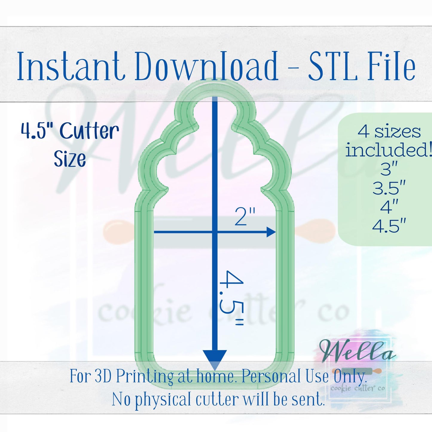 Digital STL File - Baby Bottle Skinny - 4 Sizes: 3" 3.5" 4" & 4.5"