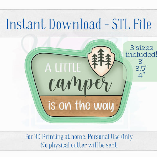Digital STL File - Camp Park Sign with Emblem Cookie Cutter - 3 Sizes: 3", 3.5", & 4"