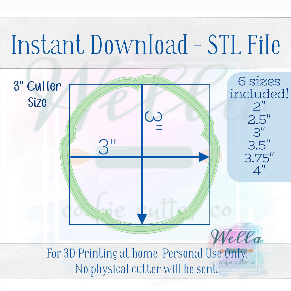 Digital STL File - Sand Dollar Cookie Cutter - 6 Sizes Included