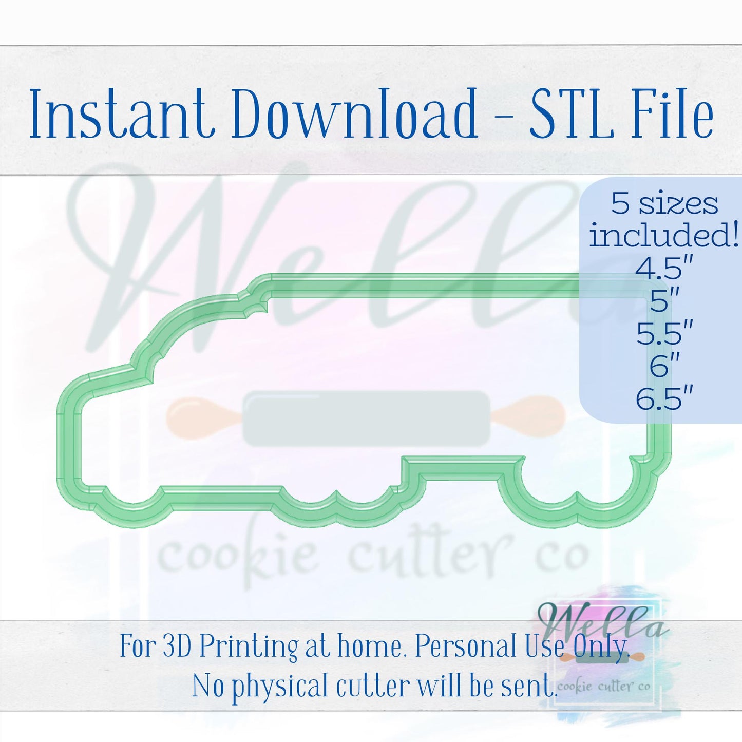 Digital STL File - Semi Truck Cookie Cutter - 5 Sizes: 4.5" 5" 5.5" 6" & 6.5"