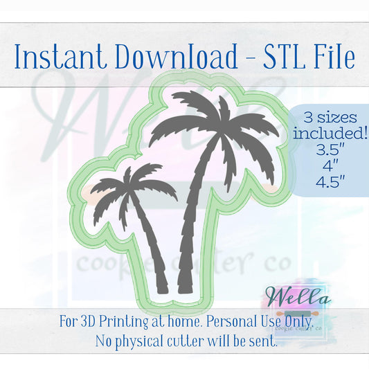 Digital STL File - Palm Trees Cookie Cutter - 3 Sizes Included