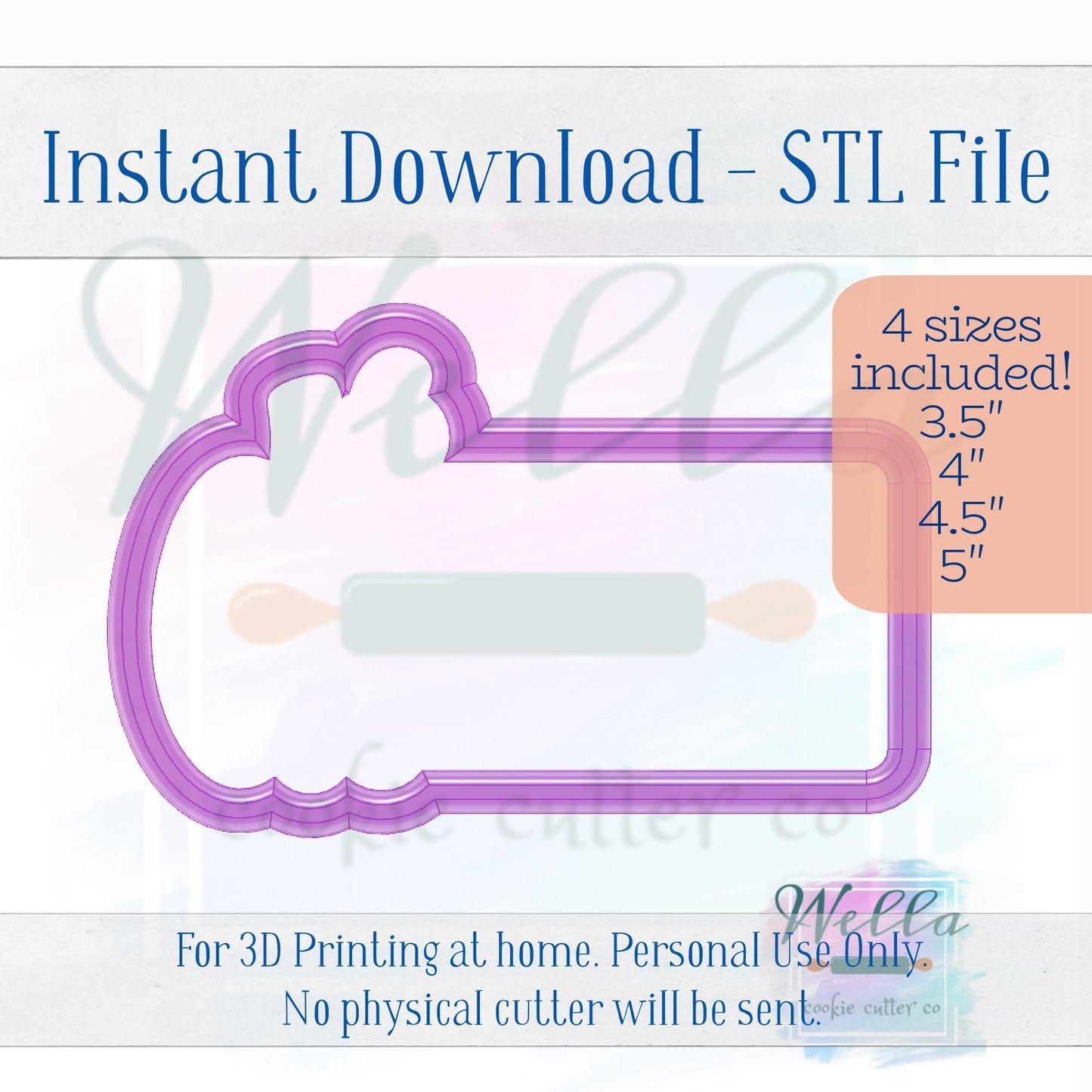 Digital STL File - Pumpkin Name Plaque - 4 Sizes Included 3.5" 4" 4.5" & 5"