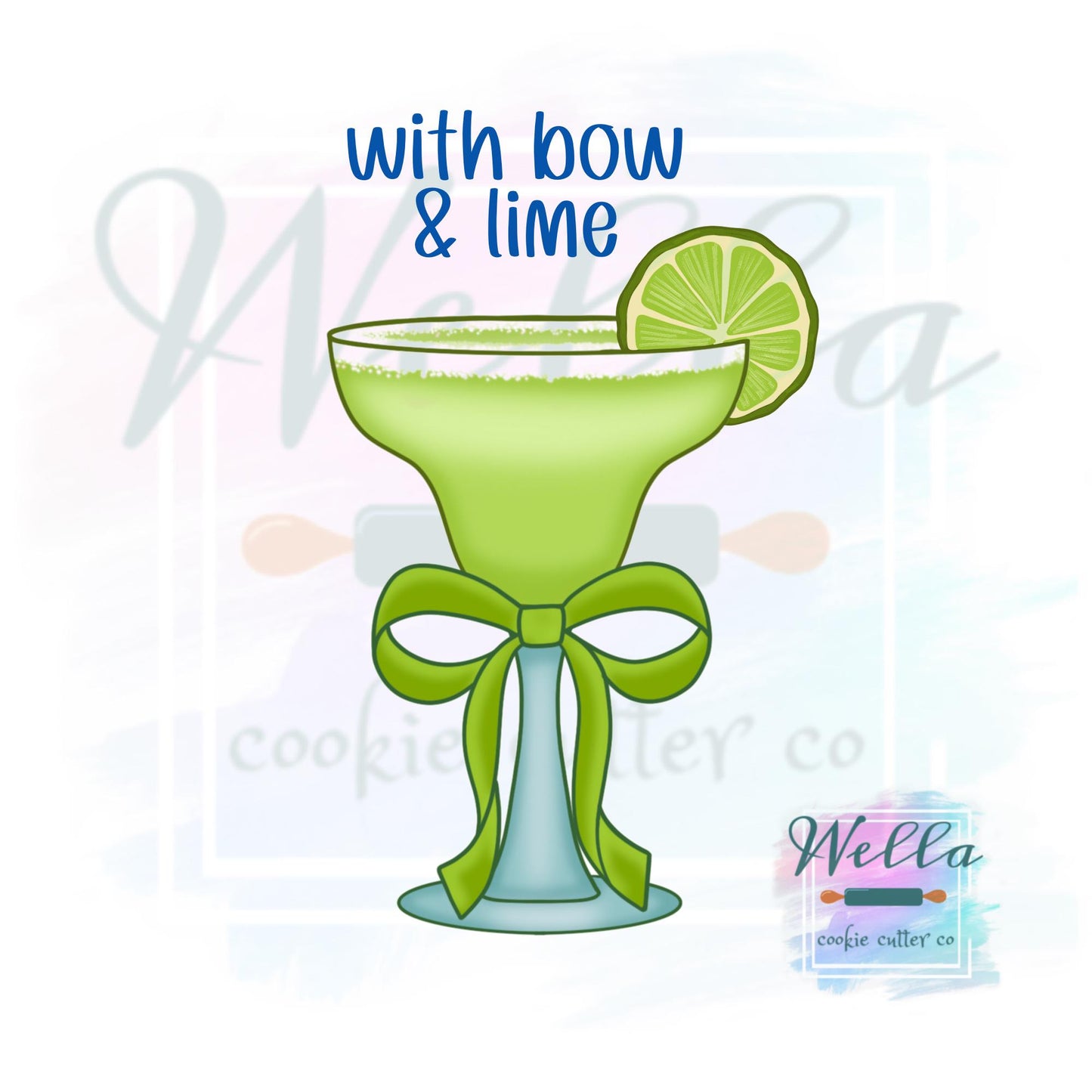 Margarita Cookie Cutter with Bow and Lime Options - 3 Shape Options