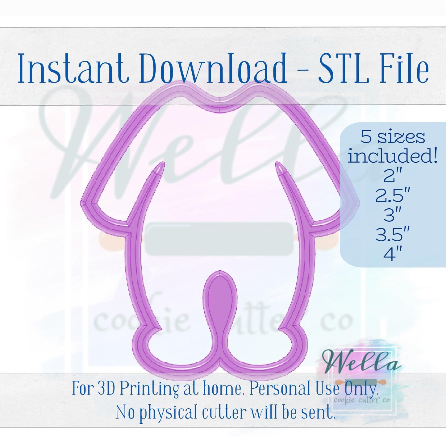 Digital STL File - Baby PJ's Cookie Cutter - 5 Sizes Included 2" 2.5" 3" 3.5" & 4"