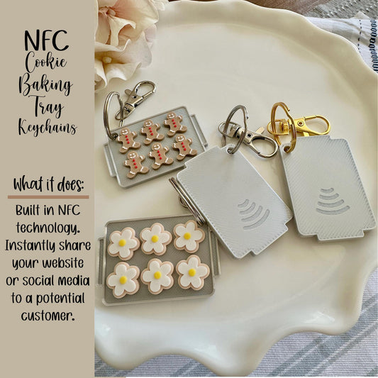 Mini Cookie Baking Tray Keychain with NFC Tag
