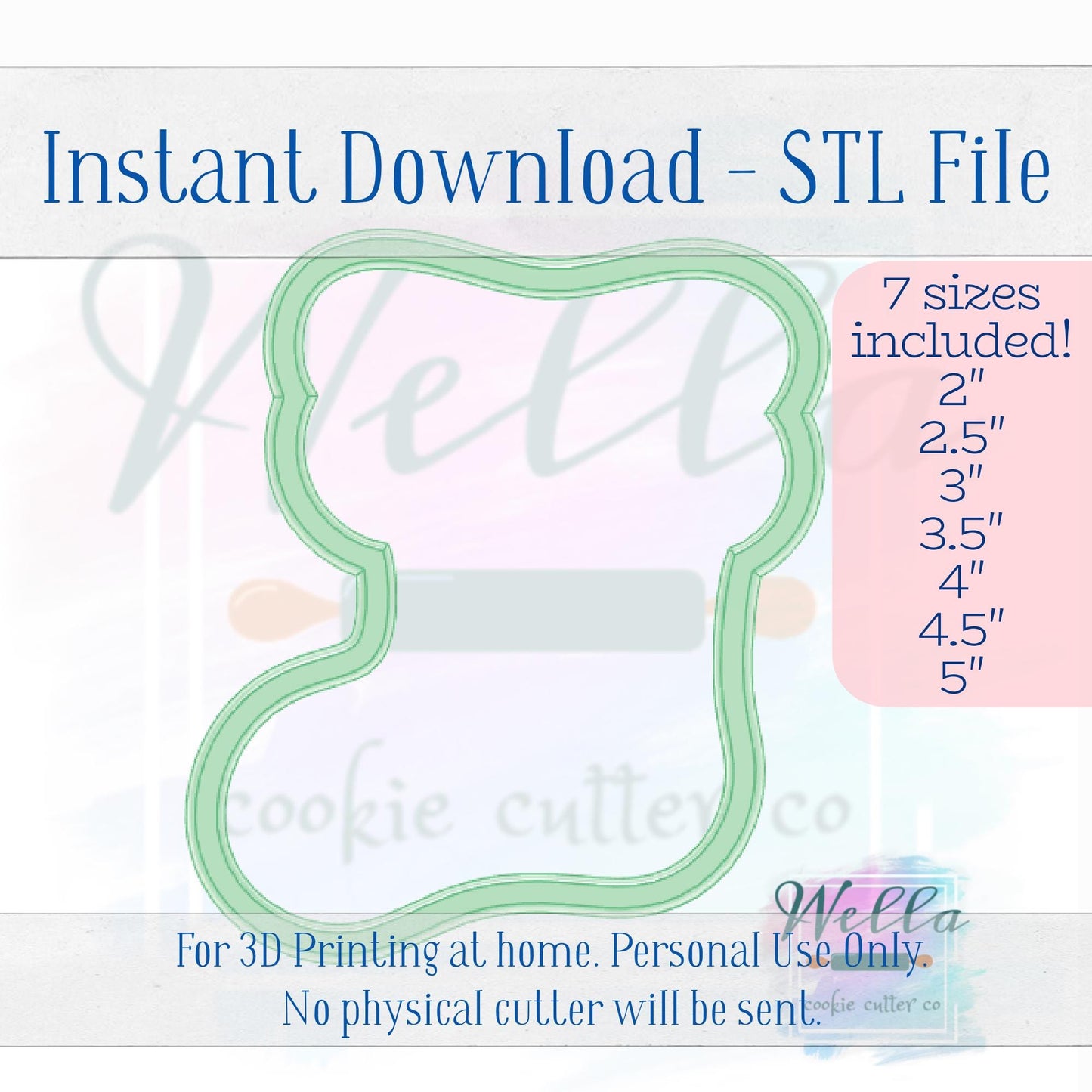 Digital STL File - Christmas Stocking Chubby Cookie Cutter - 7 Sizes Included