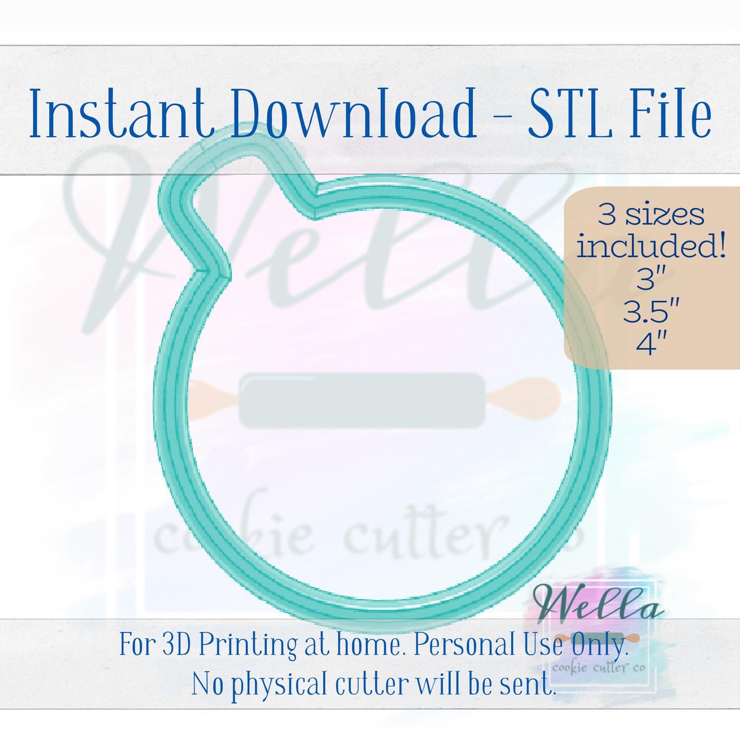 Digital STL File - Coffee Cup Top View Cookie Cutter - 3 Sizes: 3" 3.5" & 4"