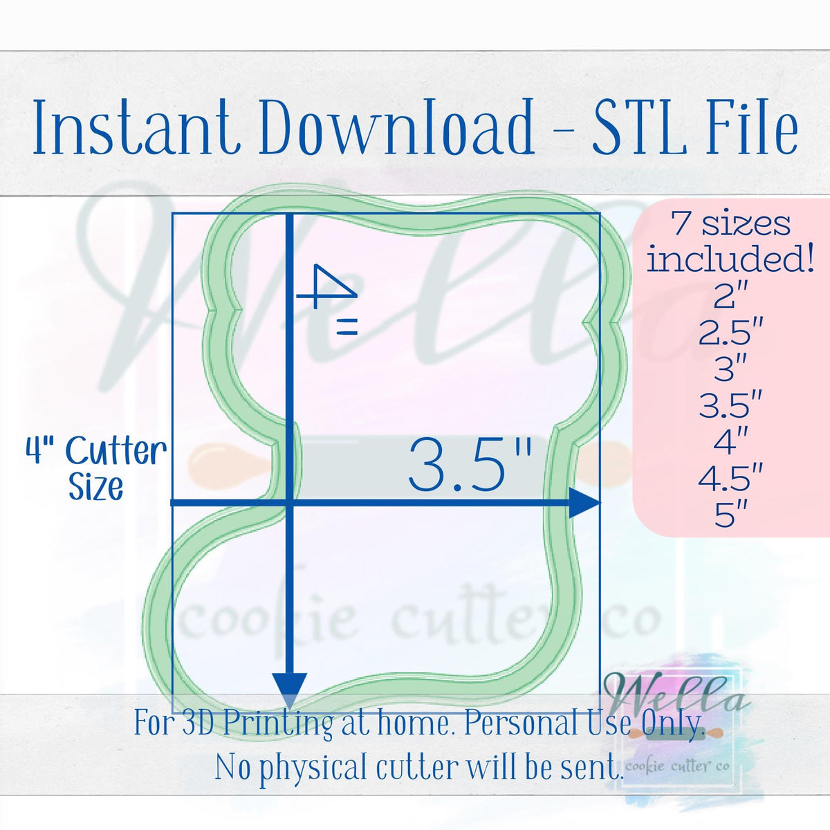 Digital STL File - Christmas Stocking Chubby Cookie Cutter - 7 Sizes Included