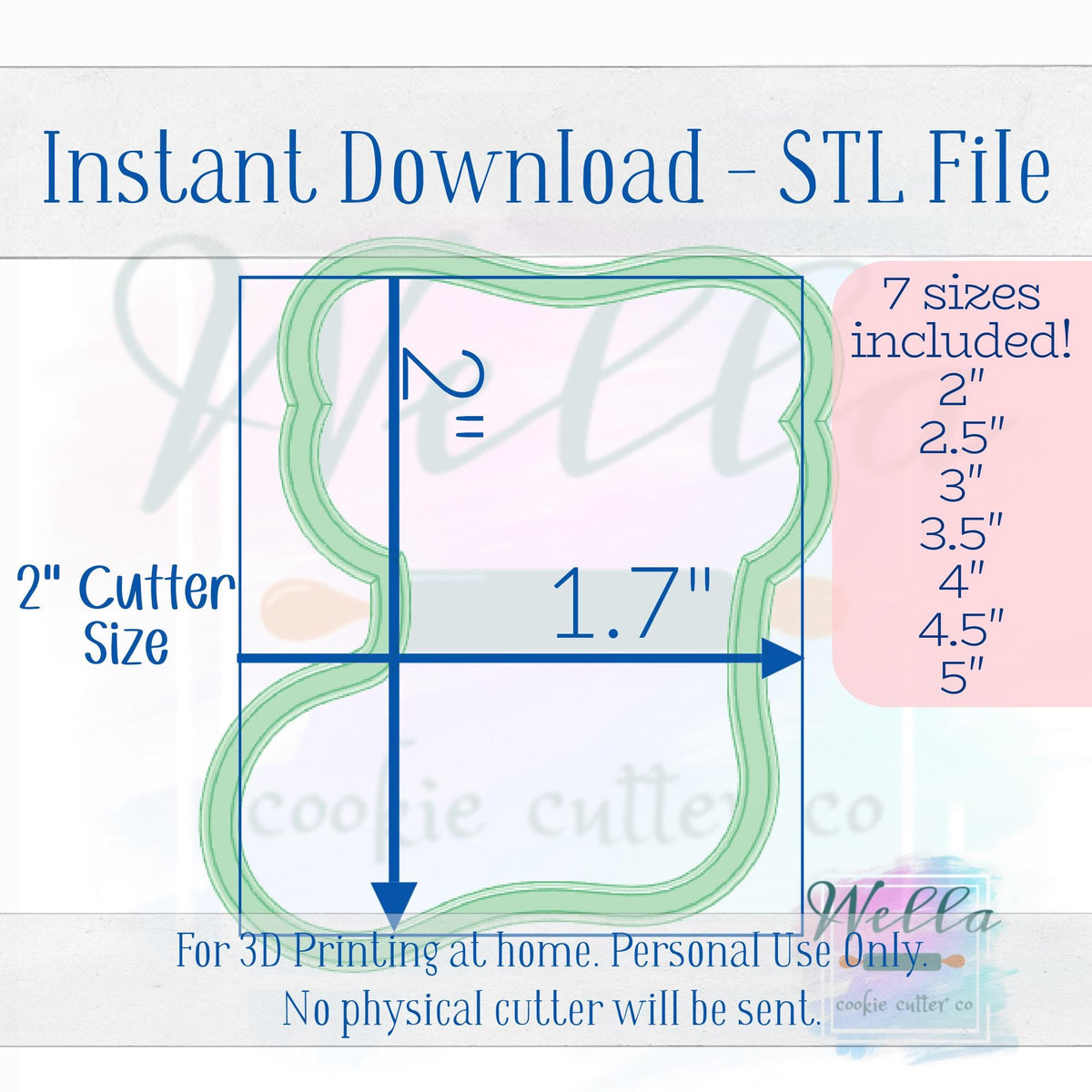 Digital STL File - Christmas Stocking Chubby Cookie Cutter - 7 Sizes Included