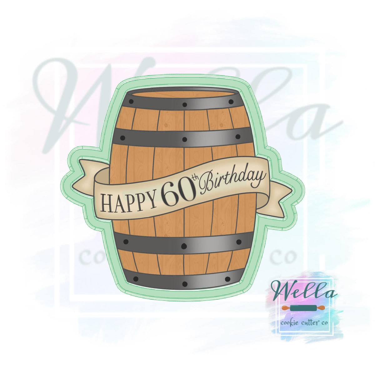Whiskey Barrel with Banner Cookie Cutter