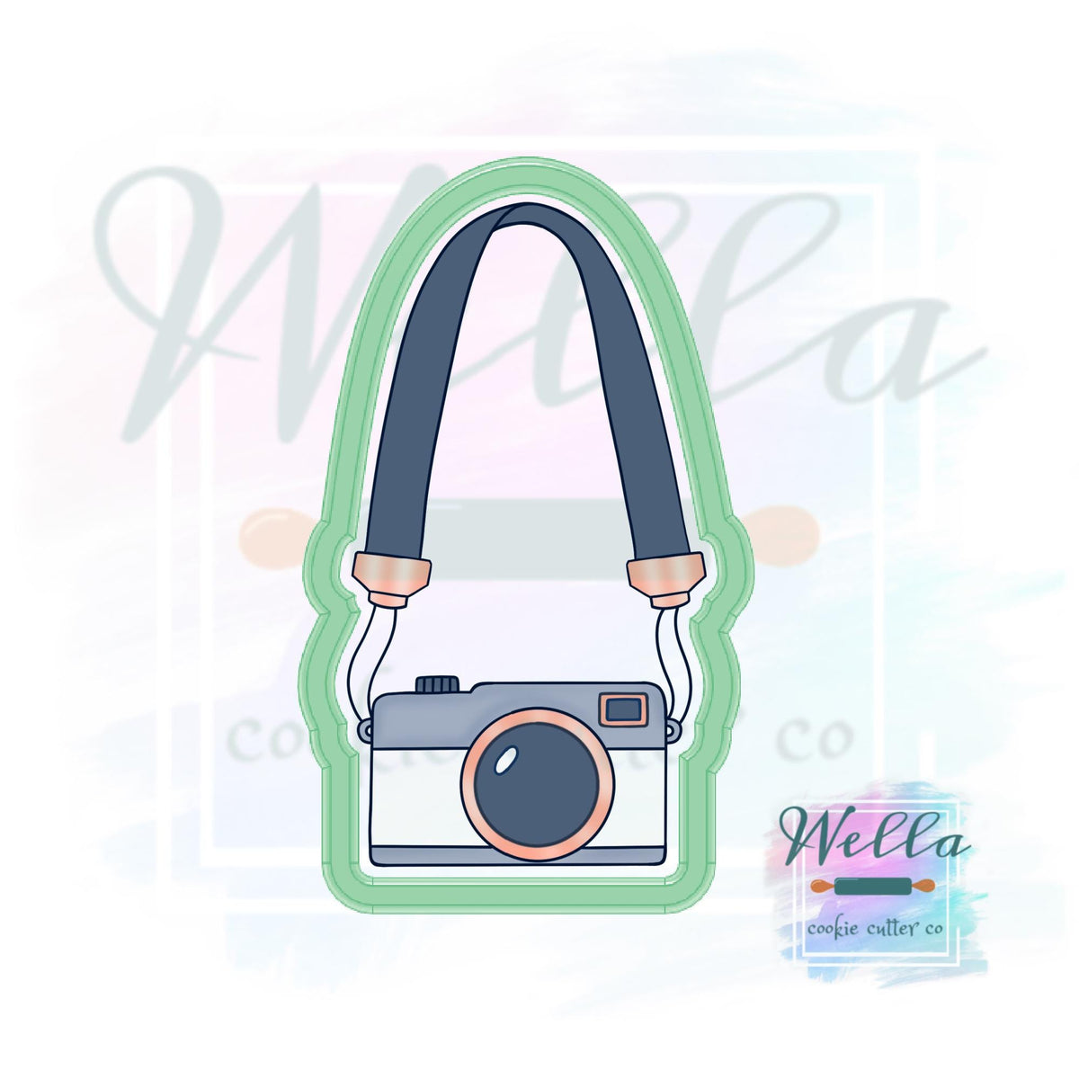 Camera with Strap Cookie Cutter with Optional Stencil