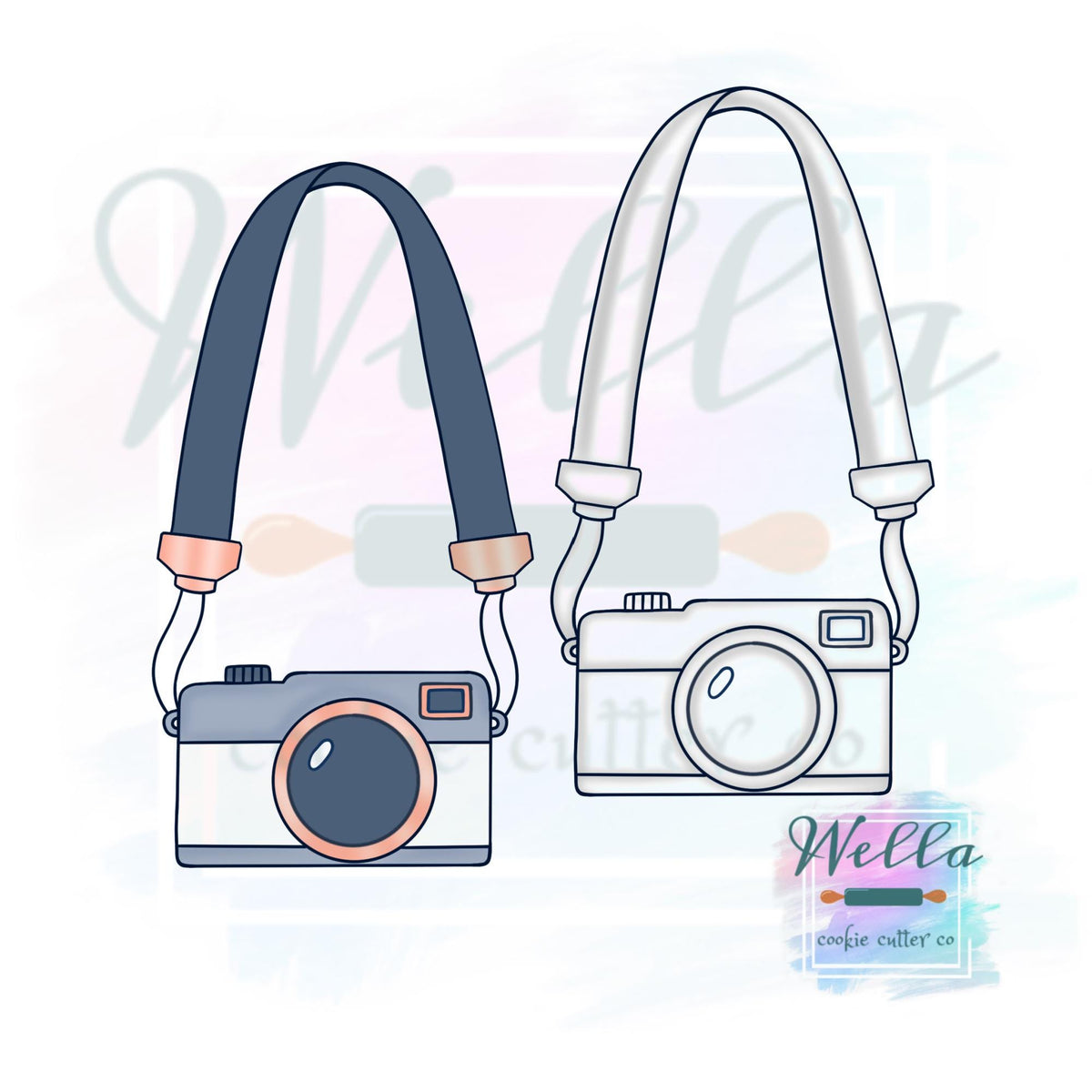 Camera with Strap Cookie Cutter with Optional Stencil