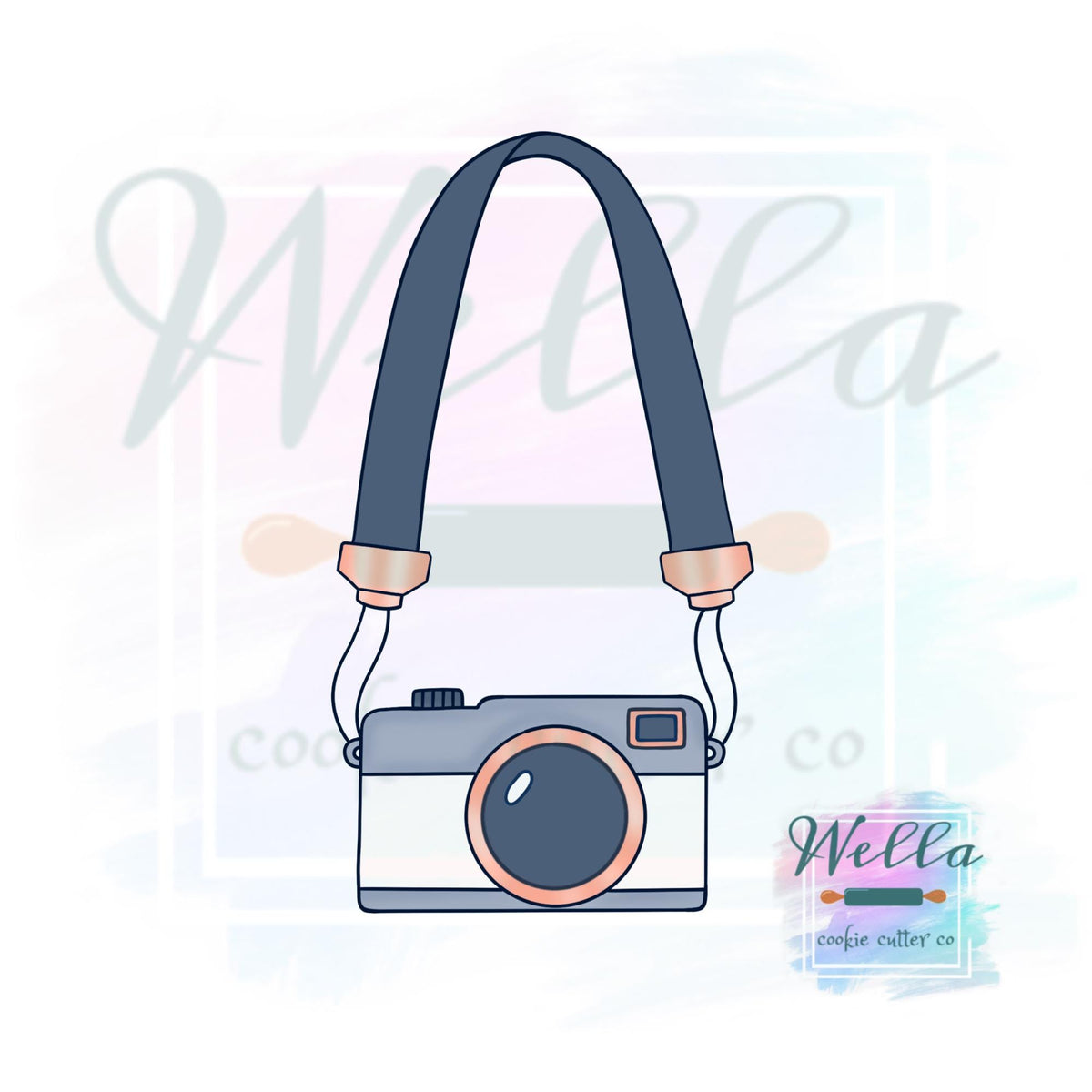 Camera with Strap Cookie Cutter with Optional Stencil
