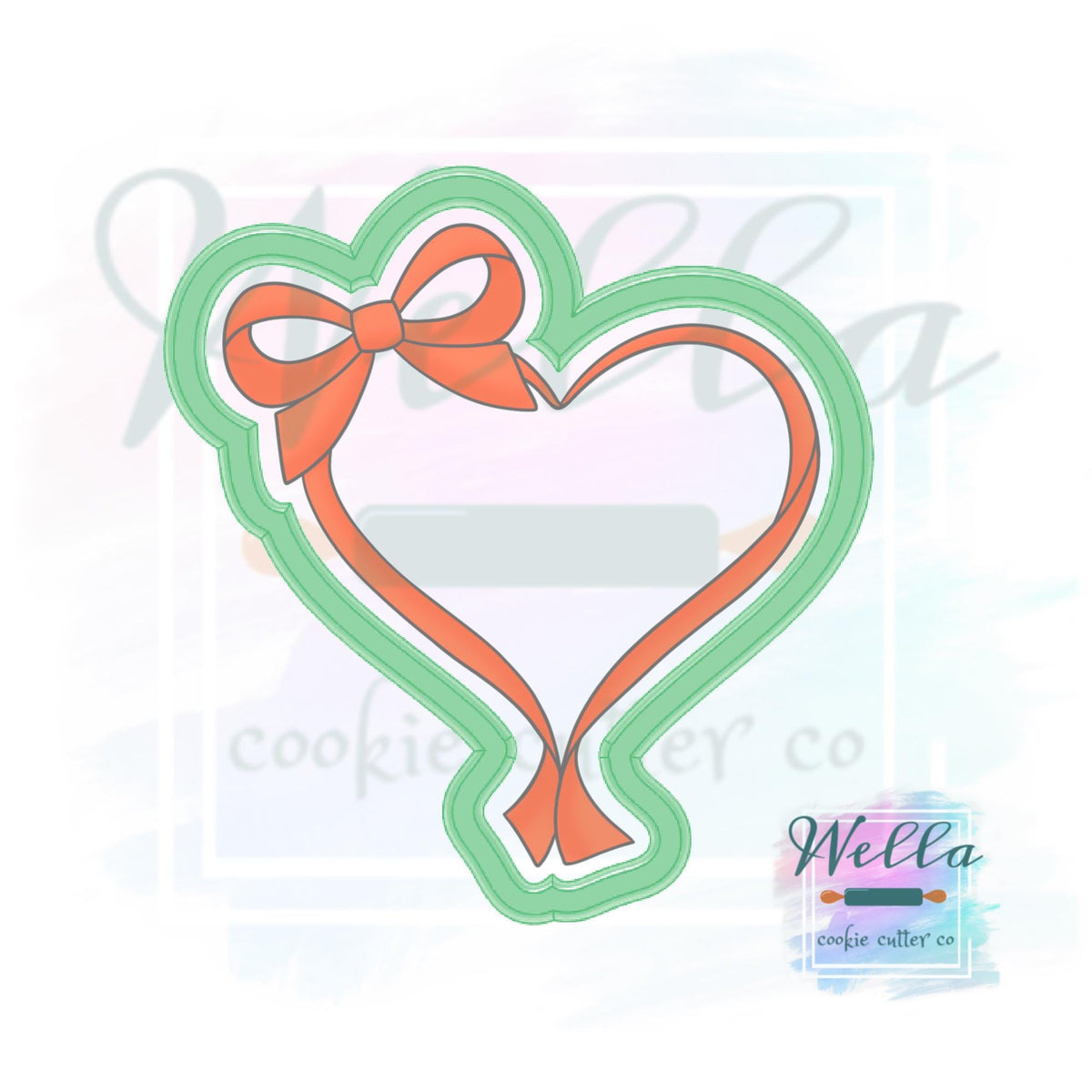 Ribbon Heart Plaque with Bow Cookie Cutter