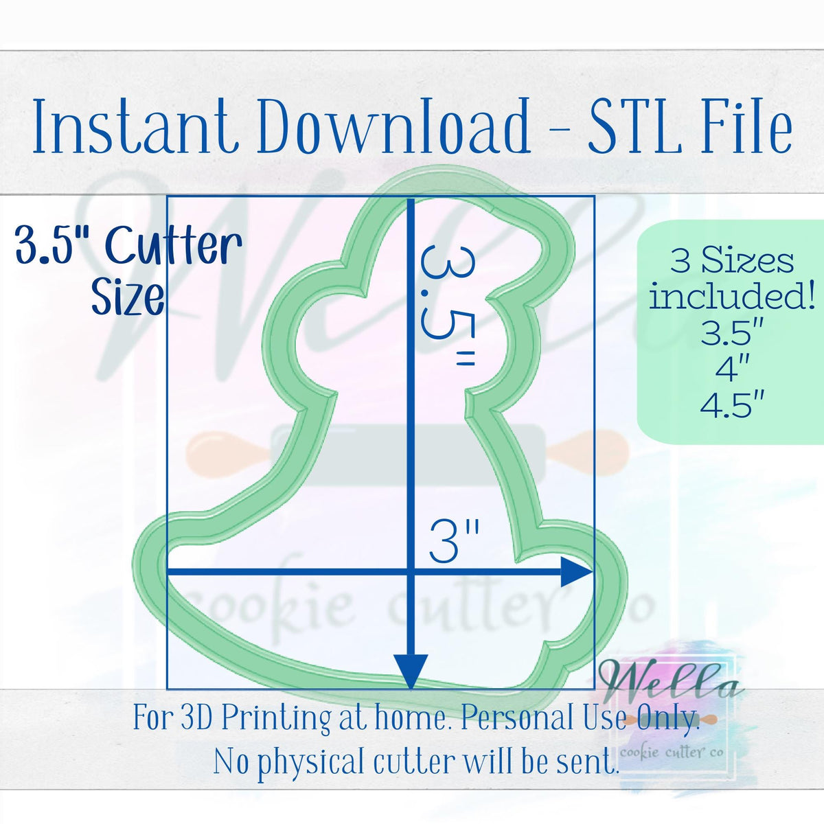 Digital STL File - Silly Goose with Bow Cookie Cutter - 3 Sizes