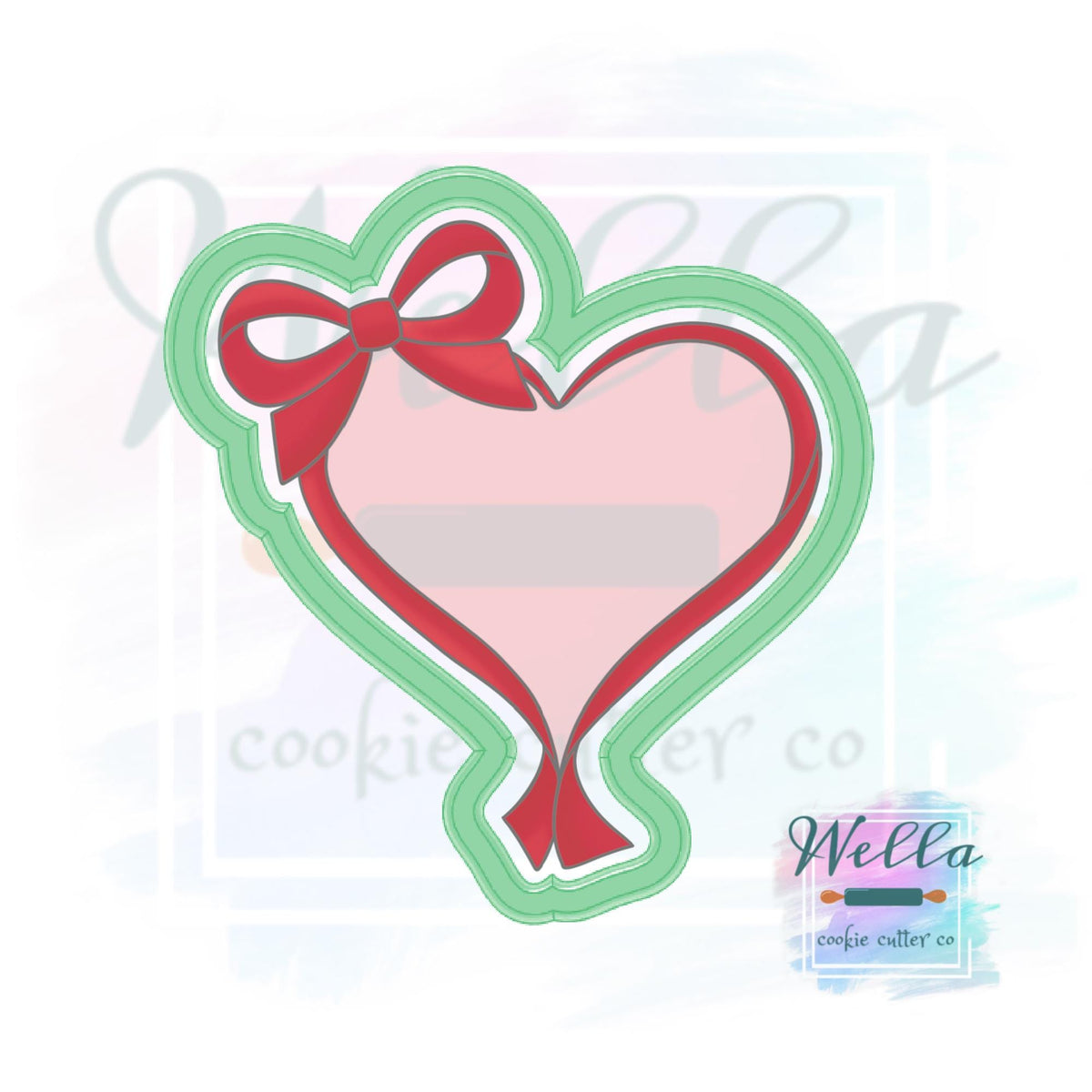 Ribbon Heart Plaque with Bow Cookie Cutter
