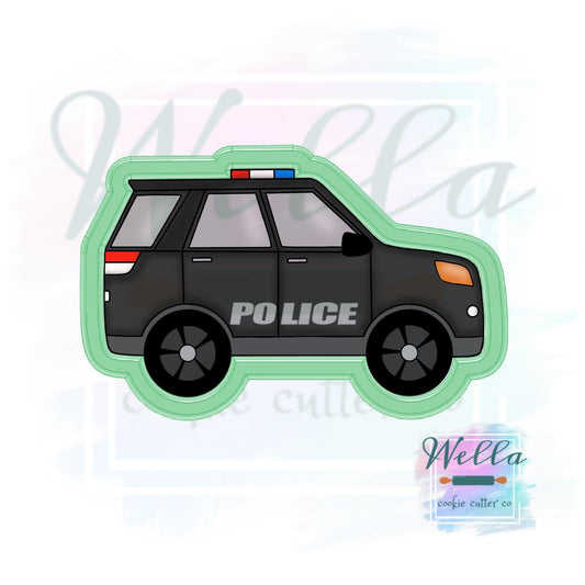 Police SUV Cookie Cutter with Optional Stencil Guide
