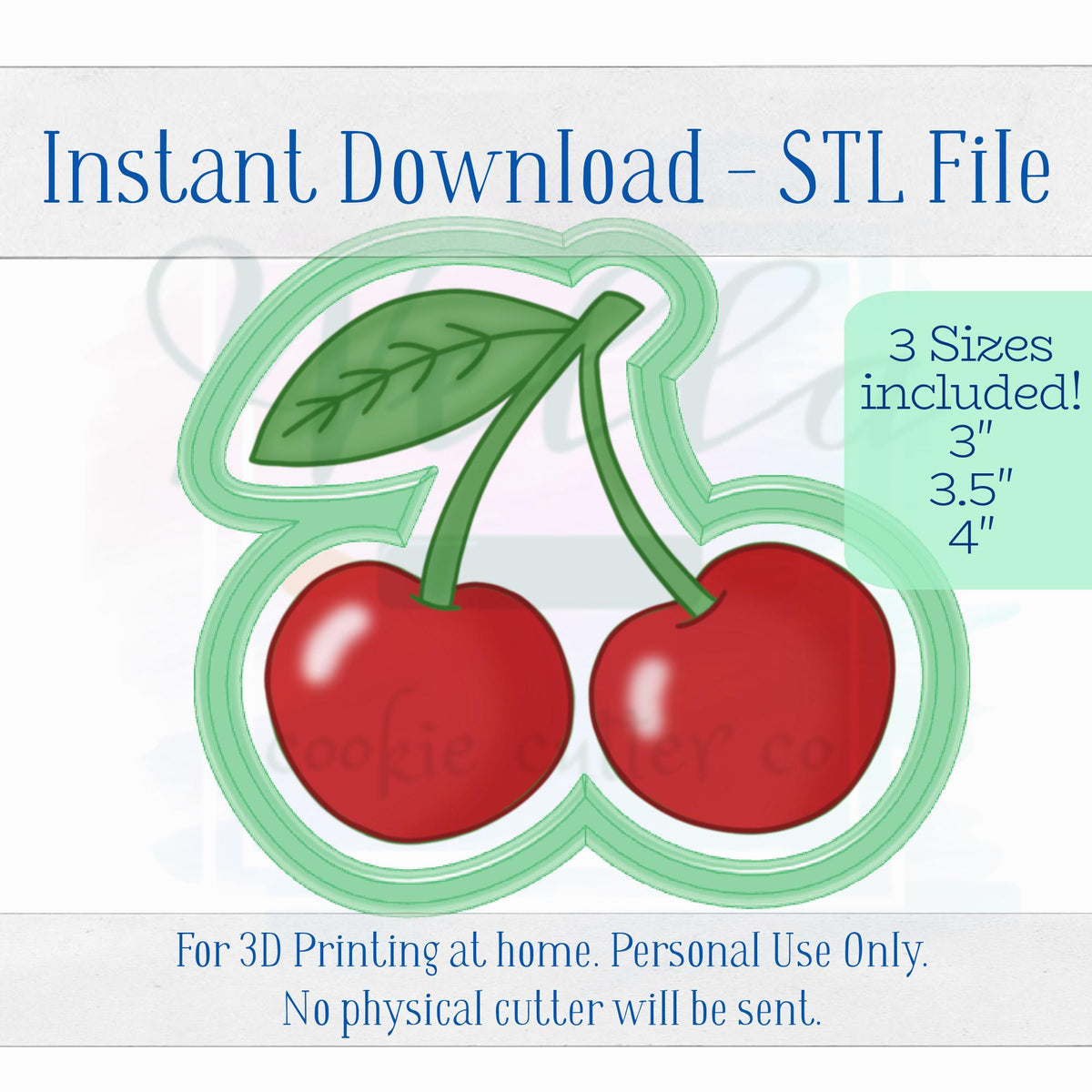 Digital STL File - Cherries with Leaf Cookie Cutter - 3 Sizes Included