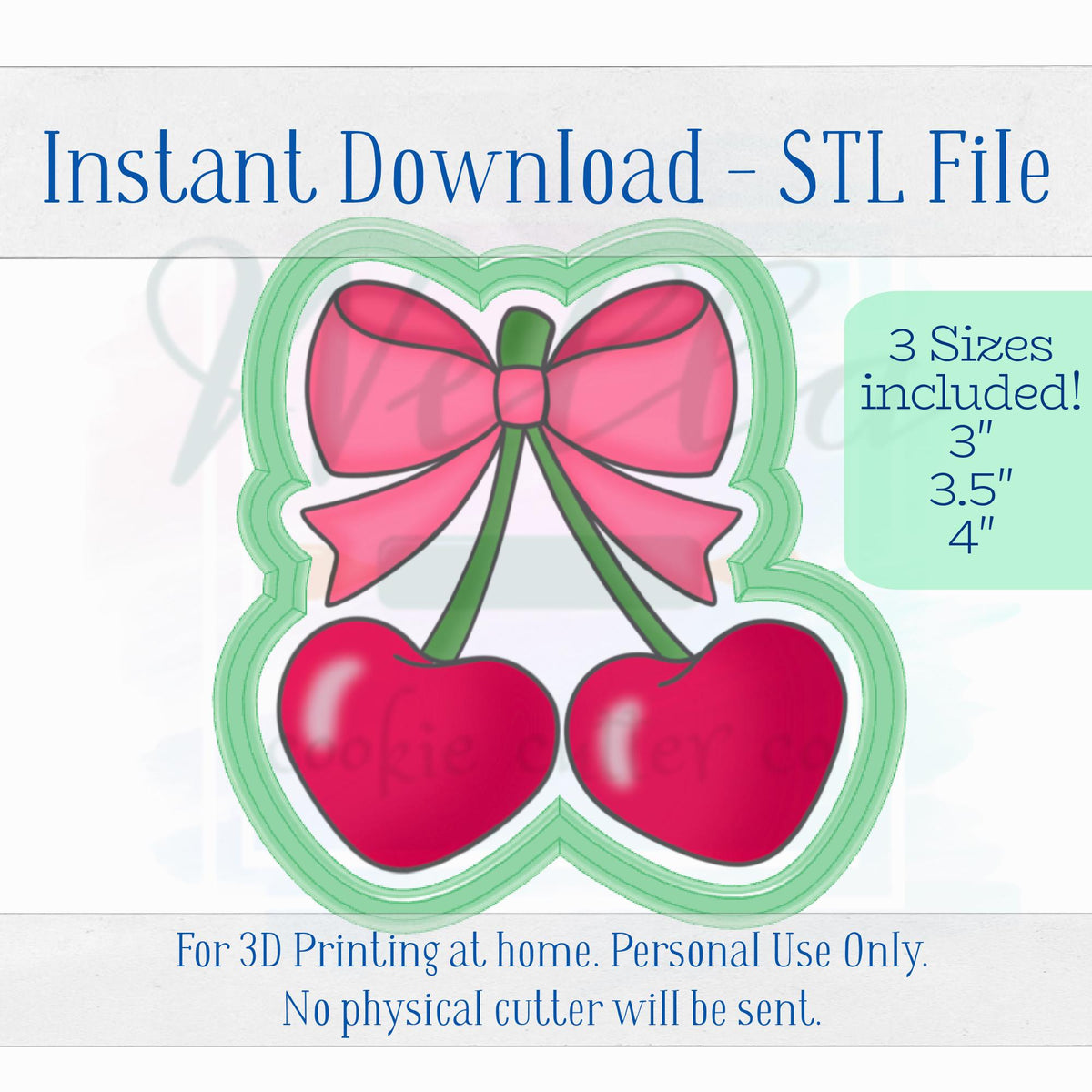 Digital STL File - Cherries with Hearts Cookie Cutter - 3 Sizes Included
