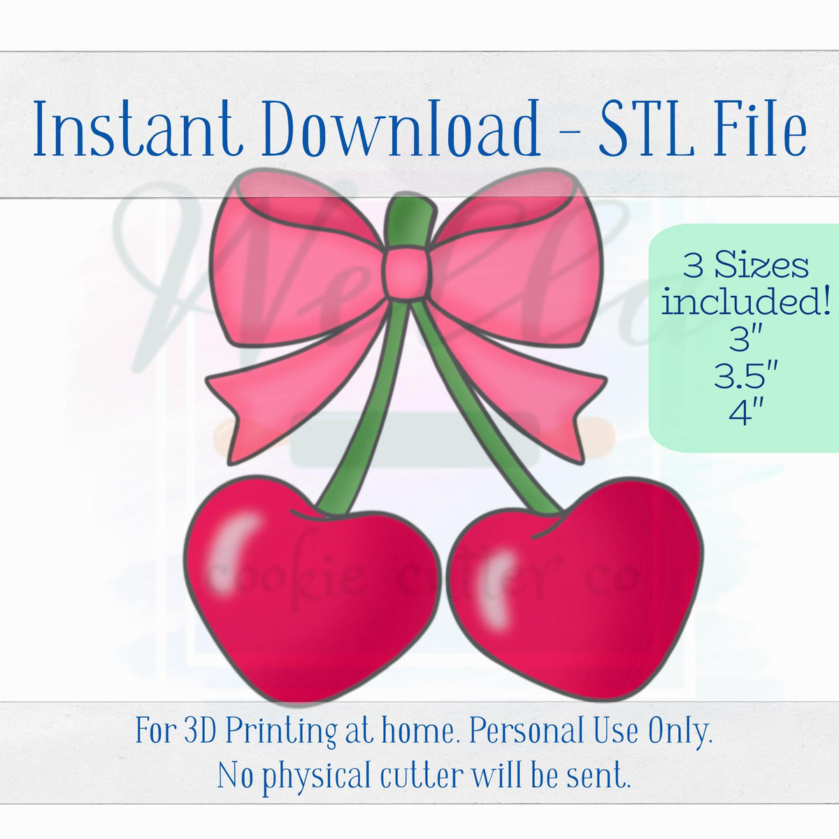 Digital STL File - Cherries with Hearts Cookie Cutter - 3 Sizes Included