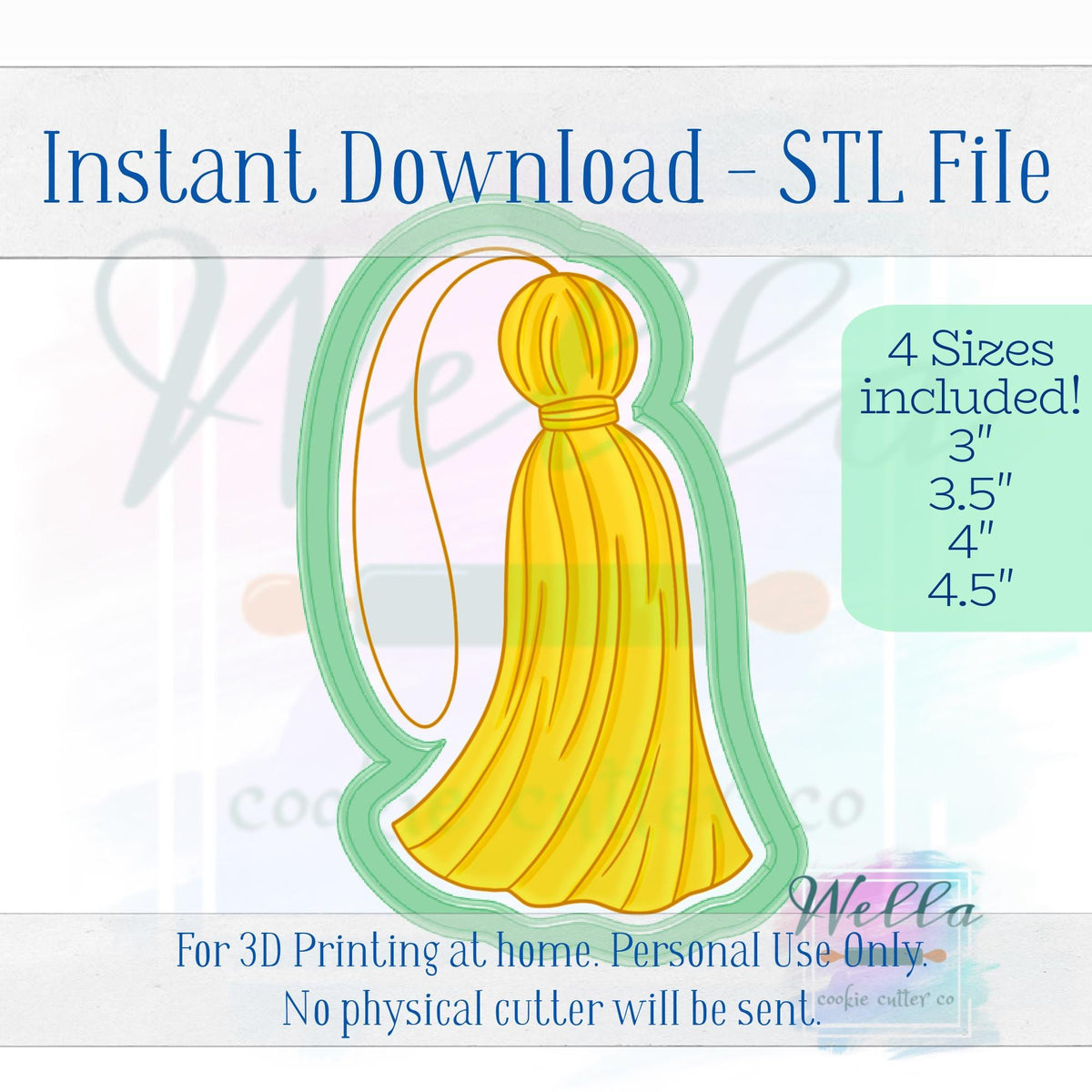 Digital STL File - Graduation Tassel #2 Cookie Cutter - 4 Sizes