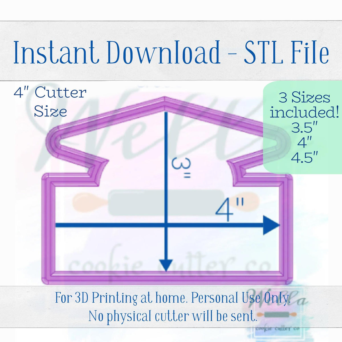 Digital STL File - Graduation Name Plaque Cookie Cutter - 3 Sizes