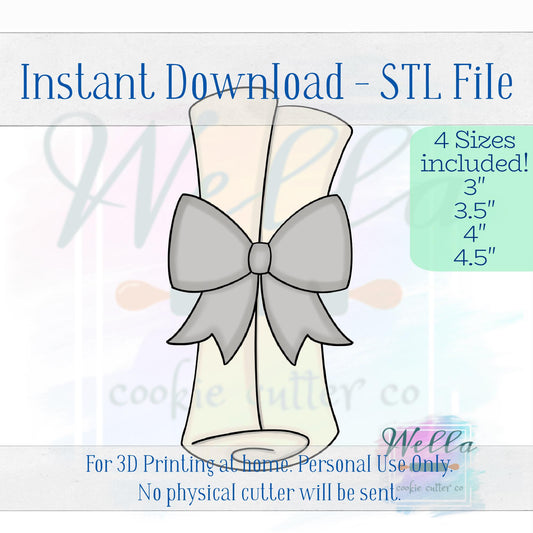 Digital STL File - Diploma Cookie Cutter - 4 Sizes