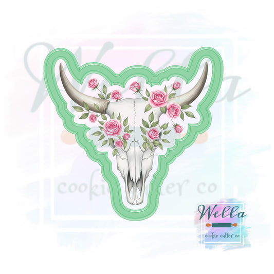 Floral Cow Skull Cookie Cutter