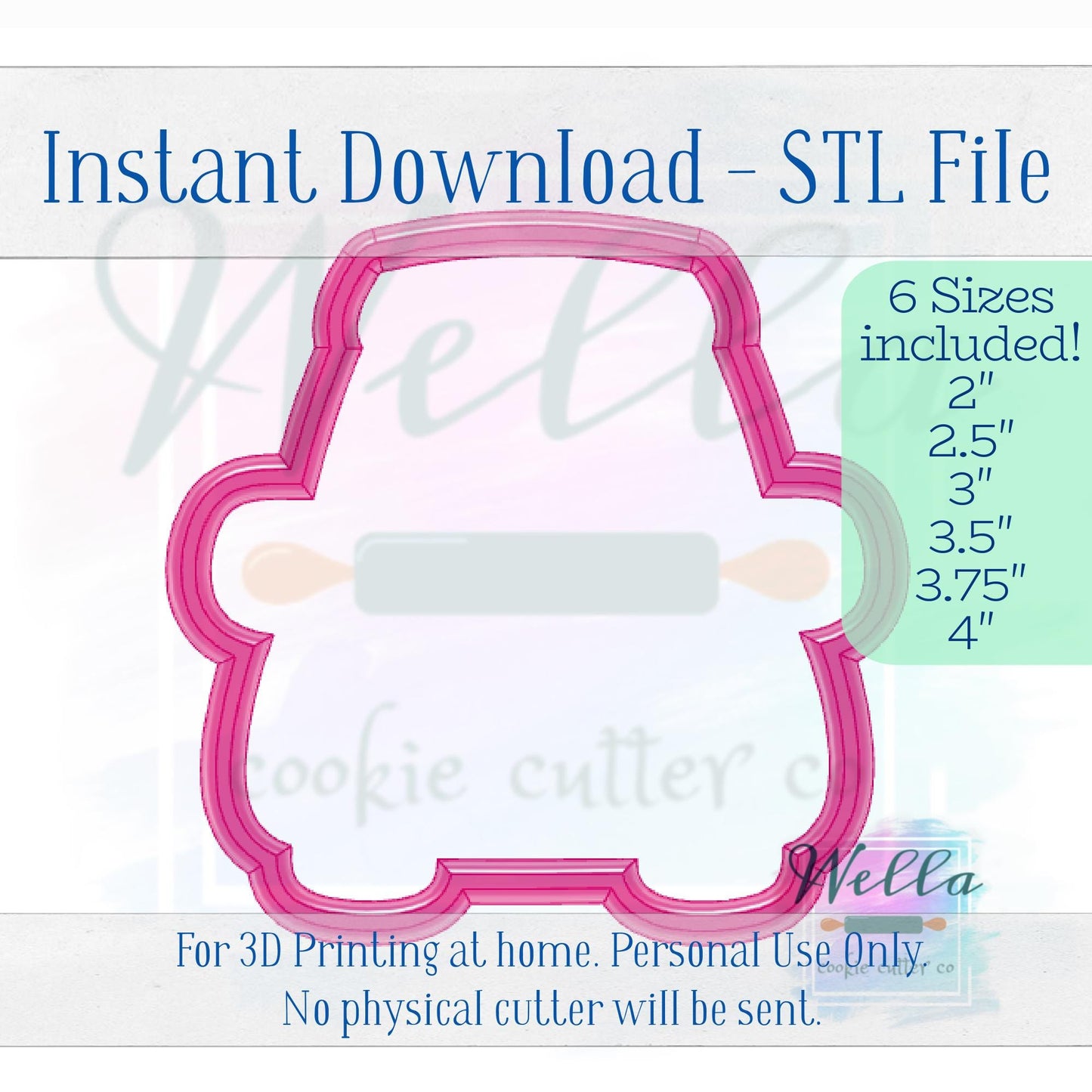 Digital STL File - Police Car Cookie Cutter - 6 Sizes