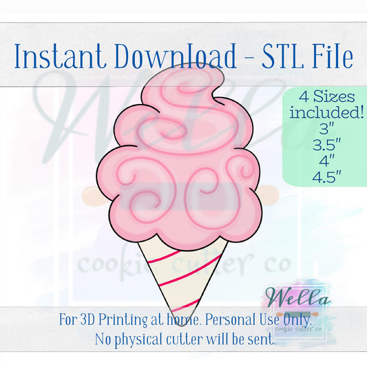 Digital STL Files - Cotton Candy Cookie Cutter - 4 Sizes
