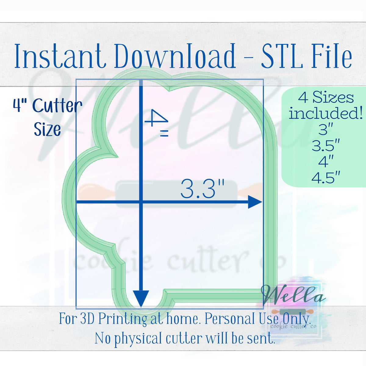Digital STL File - Balloon Arch Plaque Cookie Cutter - 4 Sizes Included
