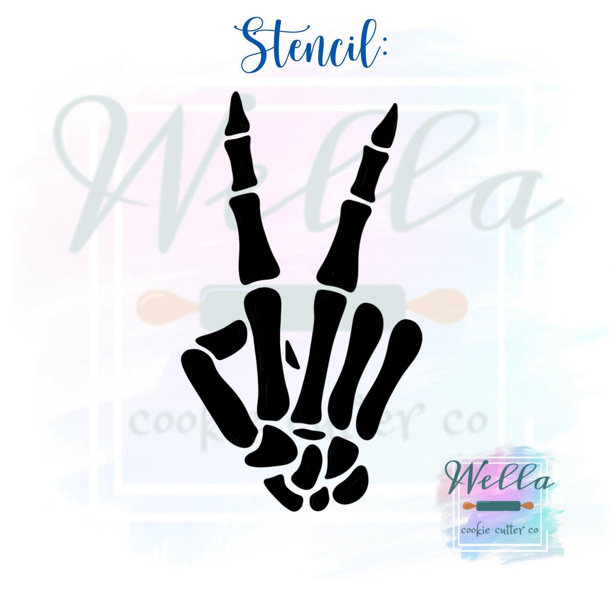 Skeleton Peace Cookie Cutter with Optional Stencil, Skeleton Hand Cookie Cutter, Halloween Cutter