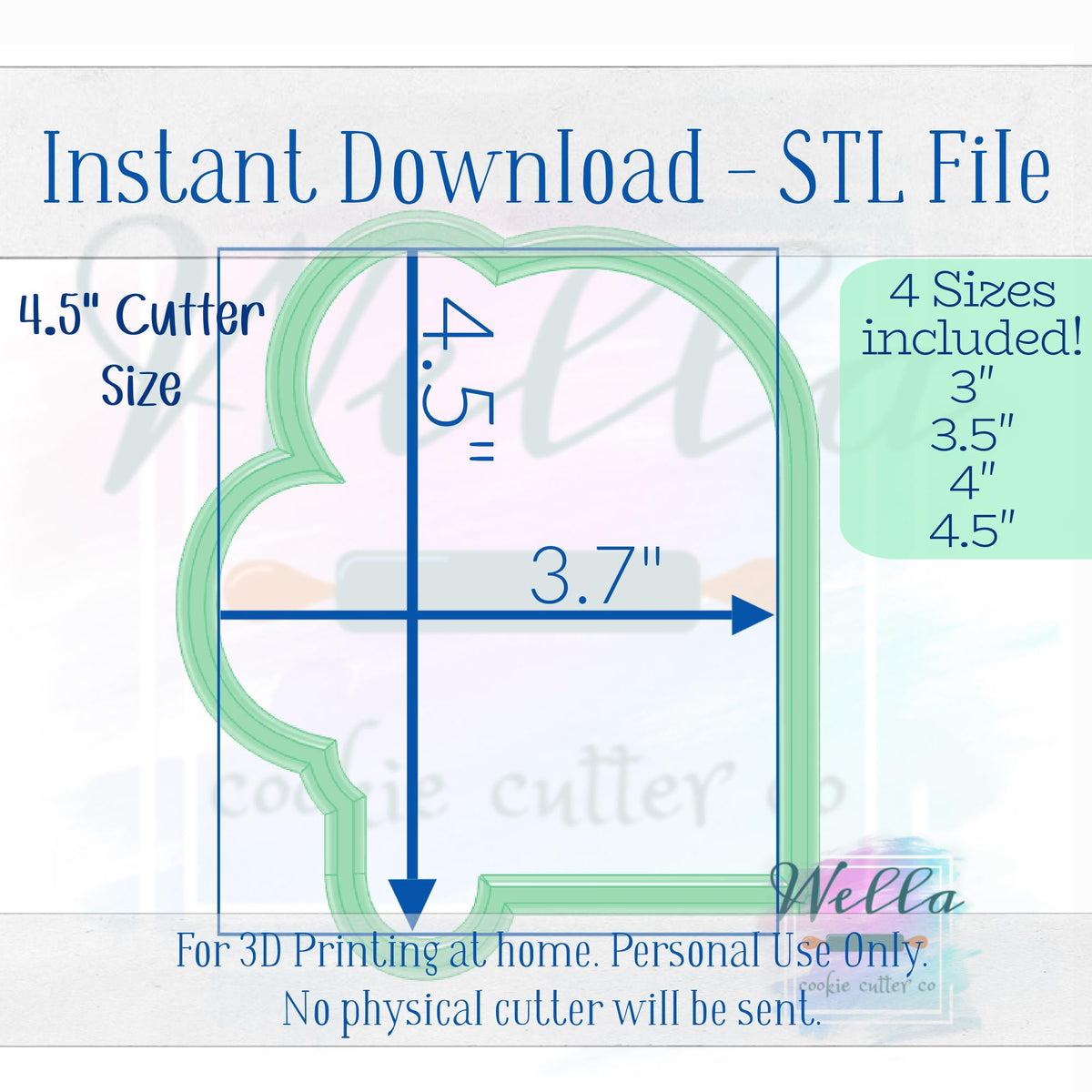 Digital STL File - Balloon Arch Plaque Cookie Cutter - 4 Sizes Included