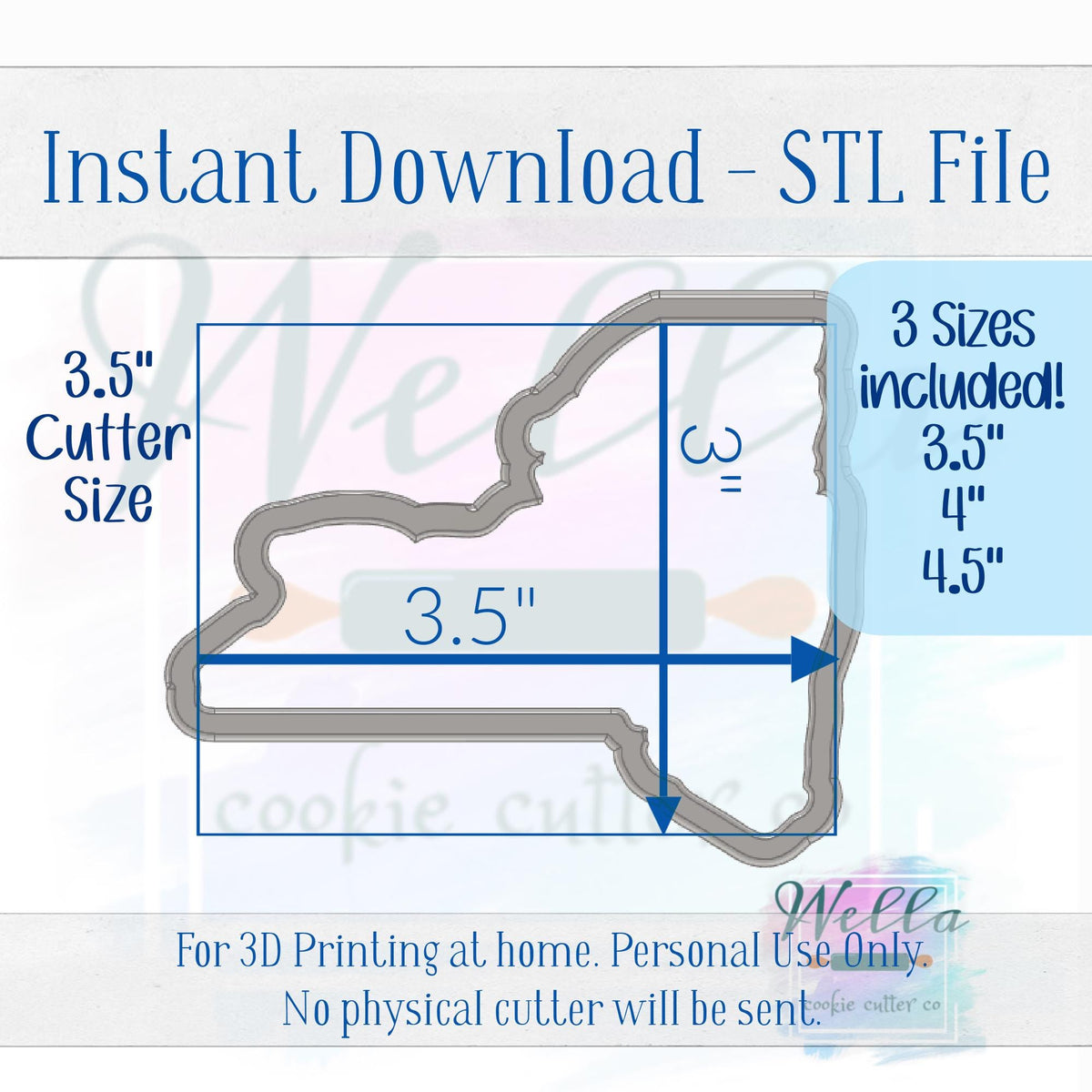 Digital STL File - State of New York Cookie Cutter - 3 Sizes