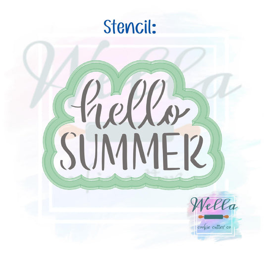 hello SUMMER Cookie Cutter with Optional Stencil