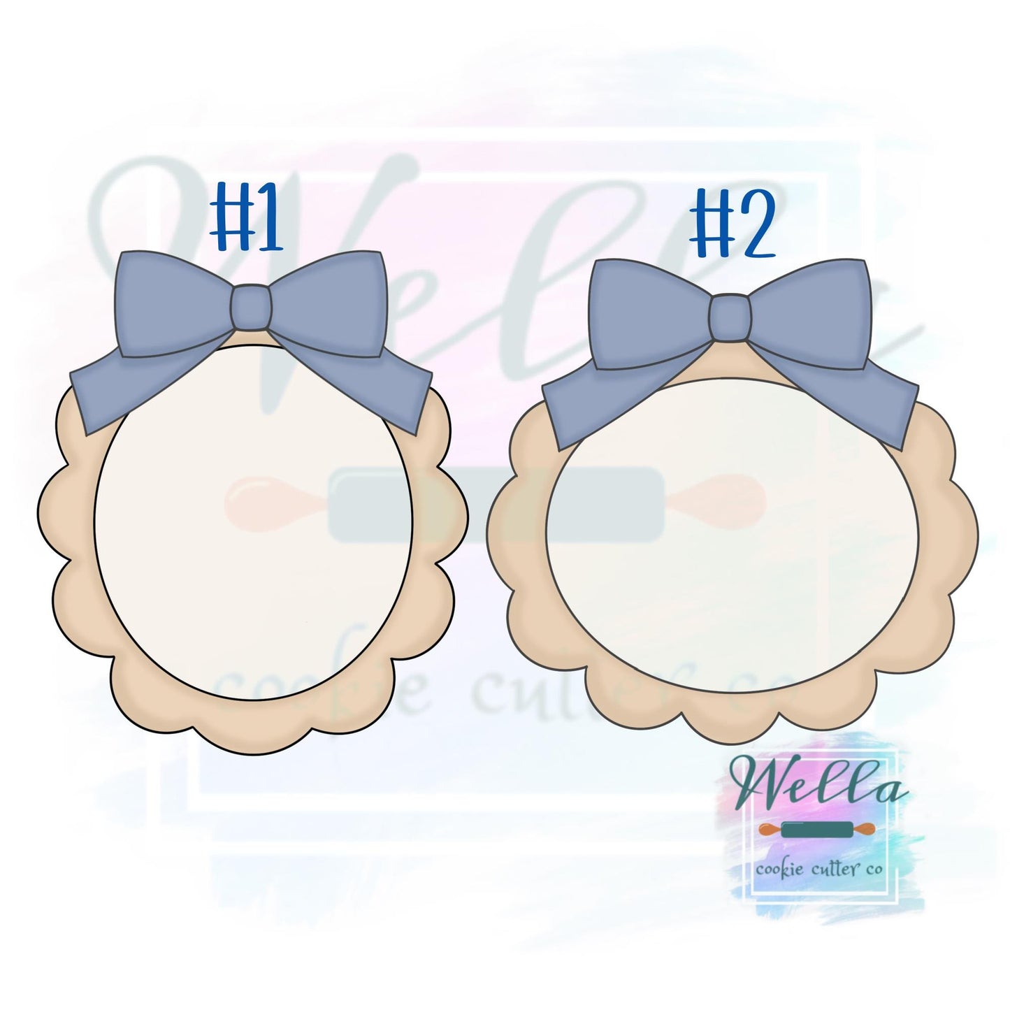 Anna Scalloped Bow Plaque Set Cookie Cutters - 2 Shape Options
