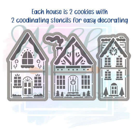 Gingerbread Town Cookie Cutters & Stencil Set