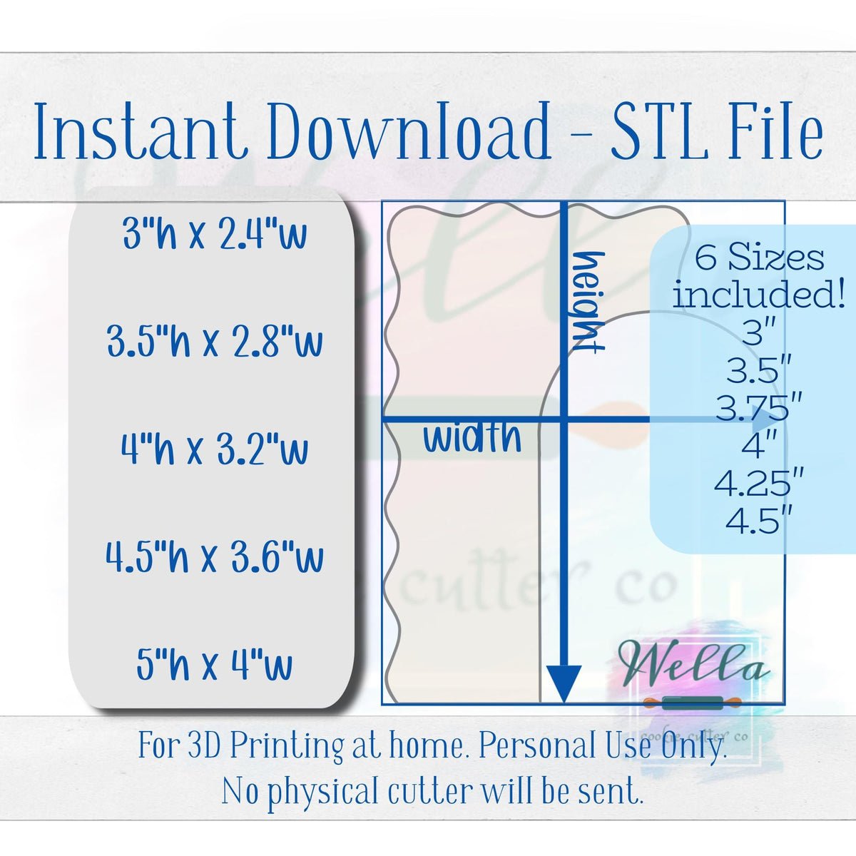 Digital STL File - Wavy Arch Plaque Cookie Cutter - 6 Sizes Included
