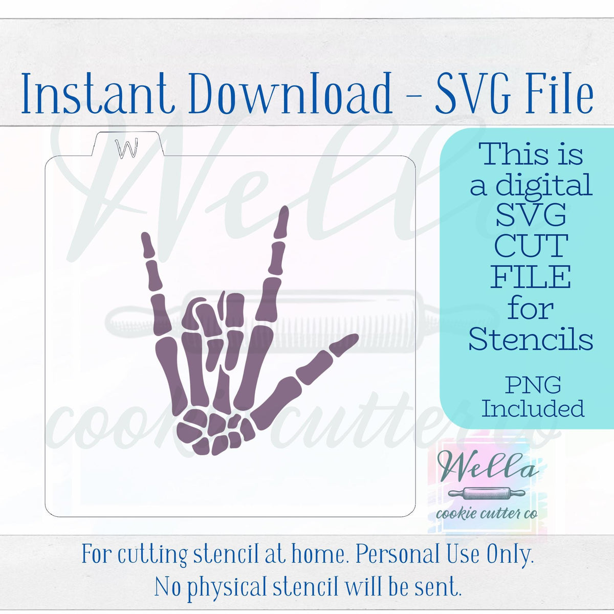 Digital SVG Cut File - I Love You Skeleton Cookie Stencil