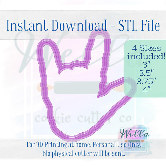 Digital STL File - I Love You Skeleton Cookie Cutter - 4 Sizes