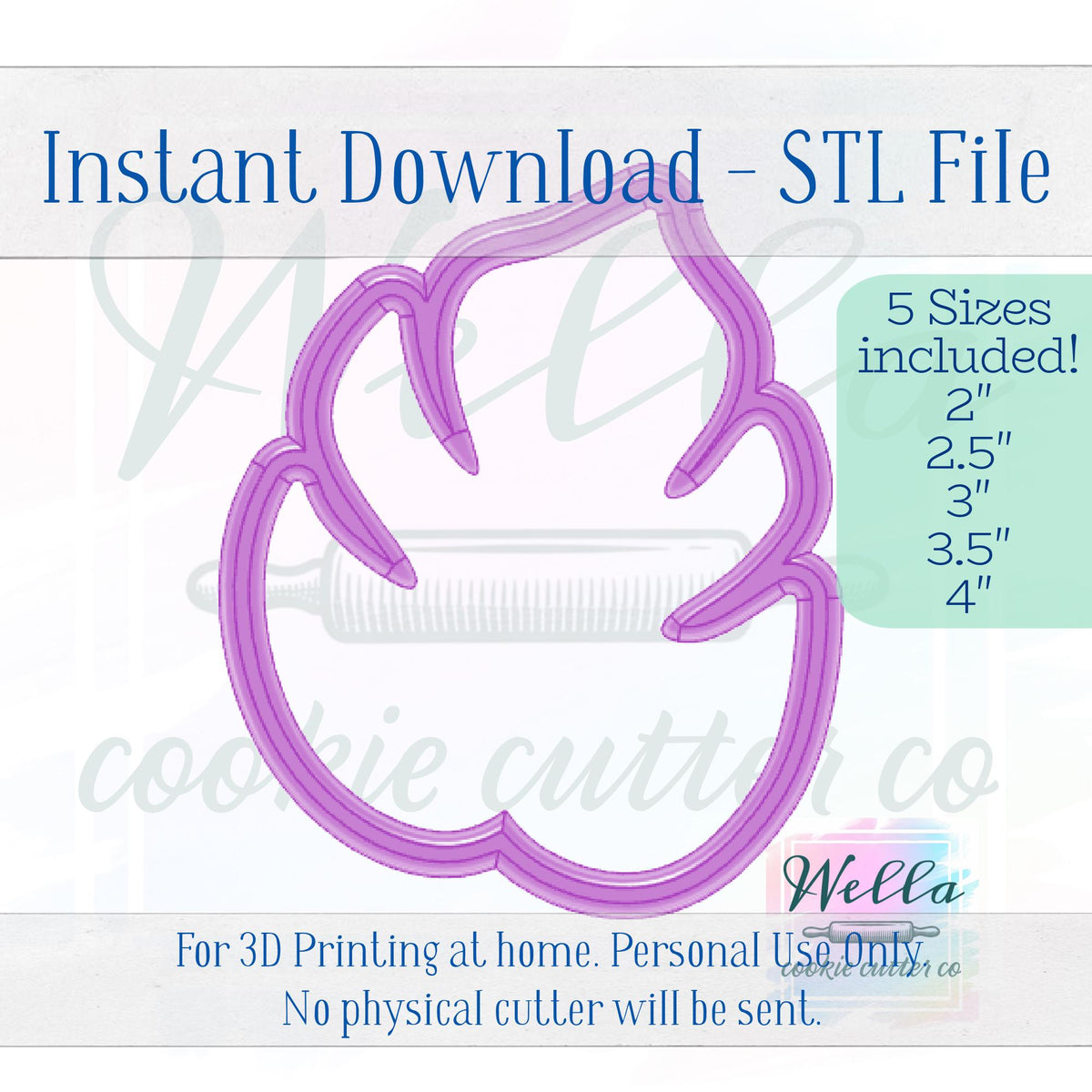 Digital STL File - Monstera Leaf Cookie Cutter - 5 Sizes